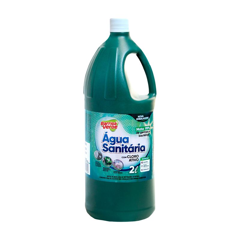 Frasco de 2 litros de Água Sanitária Barriga Verde com cloro ativo