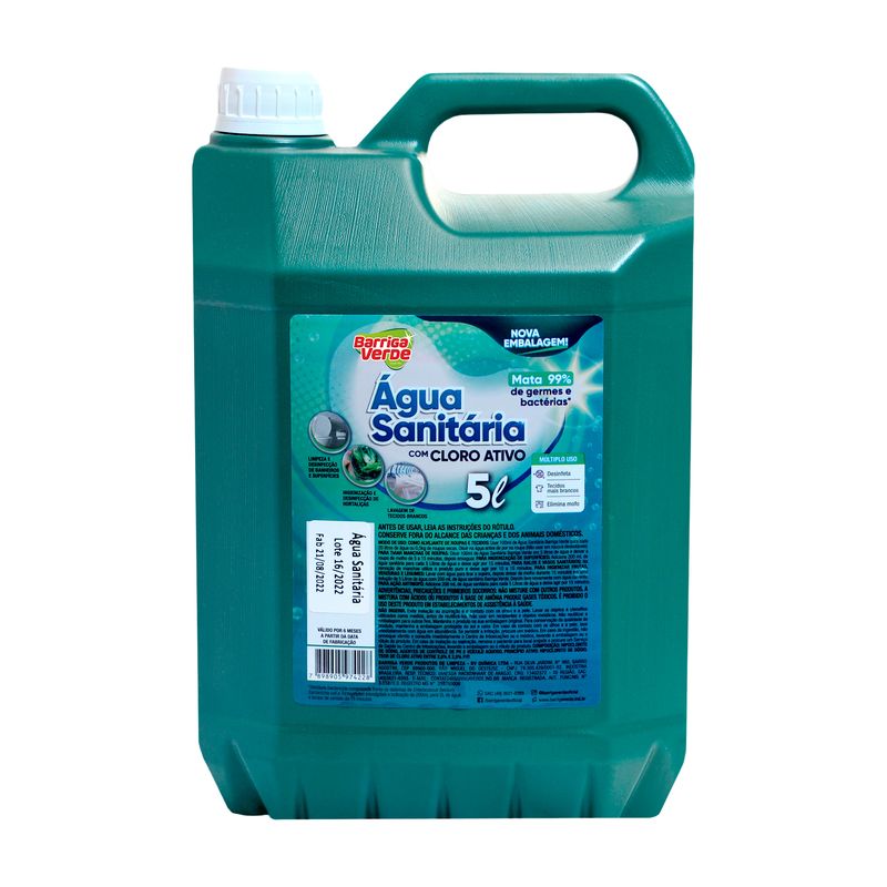 Galão de 5 litros de Água Sanitária Barriga Verde com cloro ativo