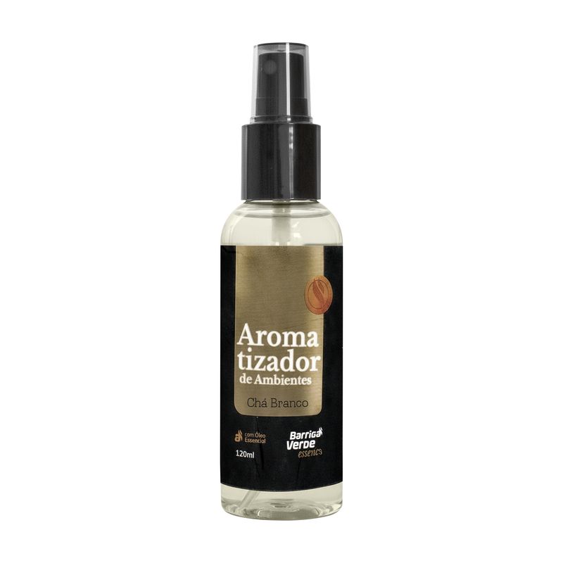 Frasco spray de 120 ml do Aromatizante de Ambiente Barriga Verde, fragrância Chá Branco