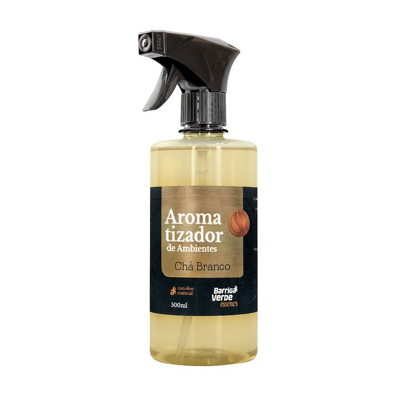 Frasco com gatilho de 500 ml do Aromatizante de Ambiente Barriga Verde, fragrância Chá Branco