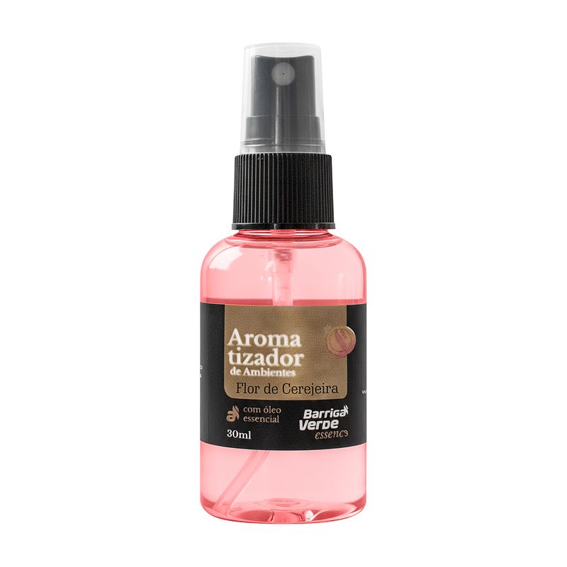 Frasco spray de 30 ml do Aromatizante de Ambiente Barriga Verde, fragrância Flor de Cerejeira