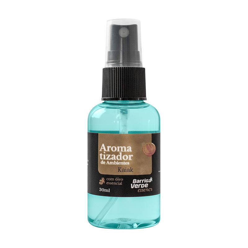 Frasco spray de 30 ml do Aromatizante de Ambiente Barriga Verde, fragrância Kaiak