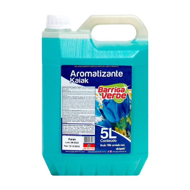 Galão de 5 litros do Aromatizante de Ambiente para Limpeza Barriga Verde, fragrância Kaiak