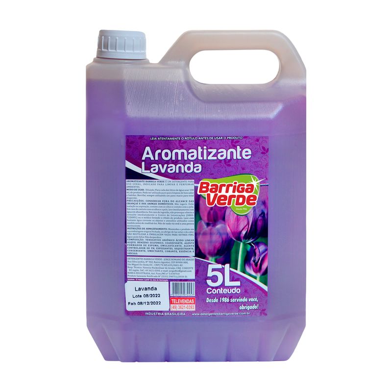 Galão de 5 litros do Aromatizante de Ambiente para Limpeza Barriga Verde, fragrância Lavanda