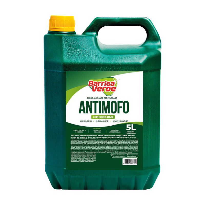 Galão verde de 5 litros do Cloro Anti Mofo Barriga Verde