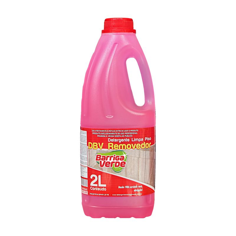 Frasco rosa de 2 litros do Detergente Limpa Piso DBV Removedor Barriga Verde