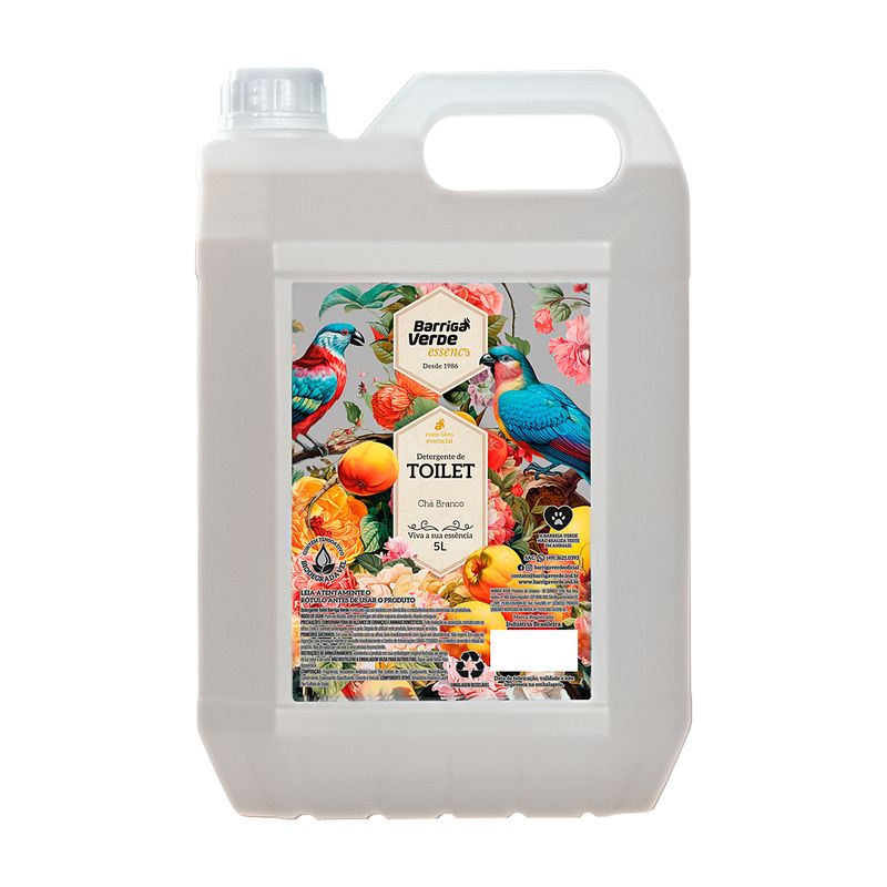 Galão de 5 litros do Detergente de Toilette Barriga Verde, aroma Chá Branco
