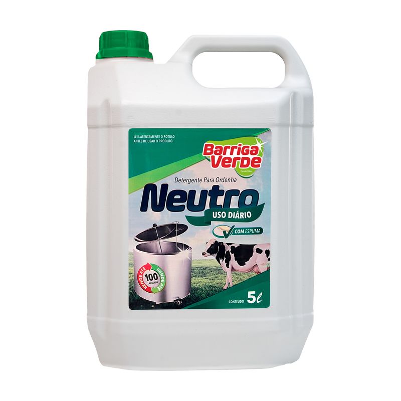 Galão de 5 litros do Detergente para Ordenha Neutro Uso Diário com Espuma Barriga Verde